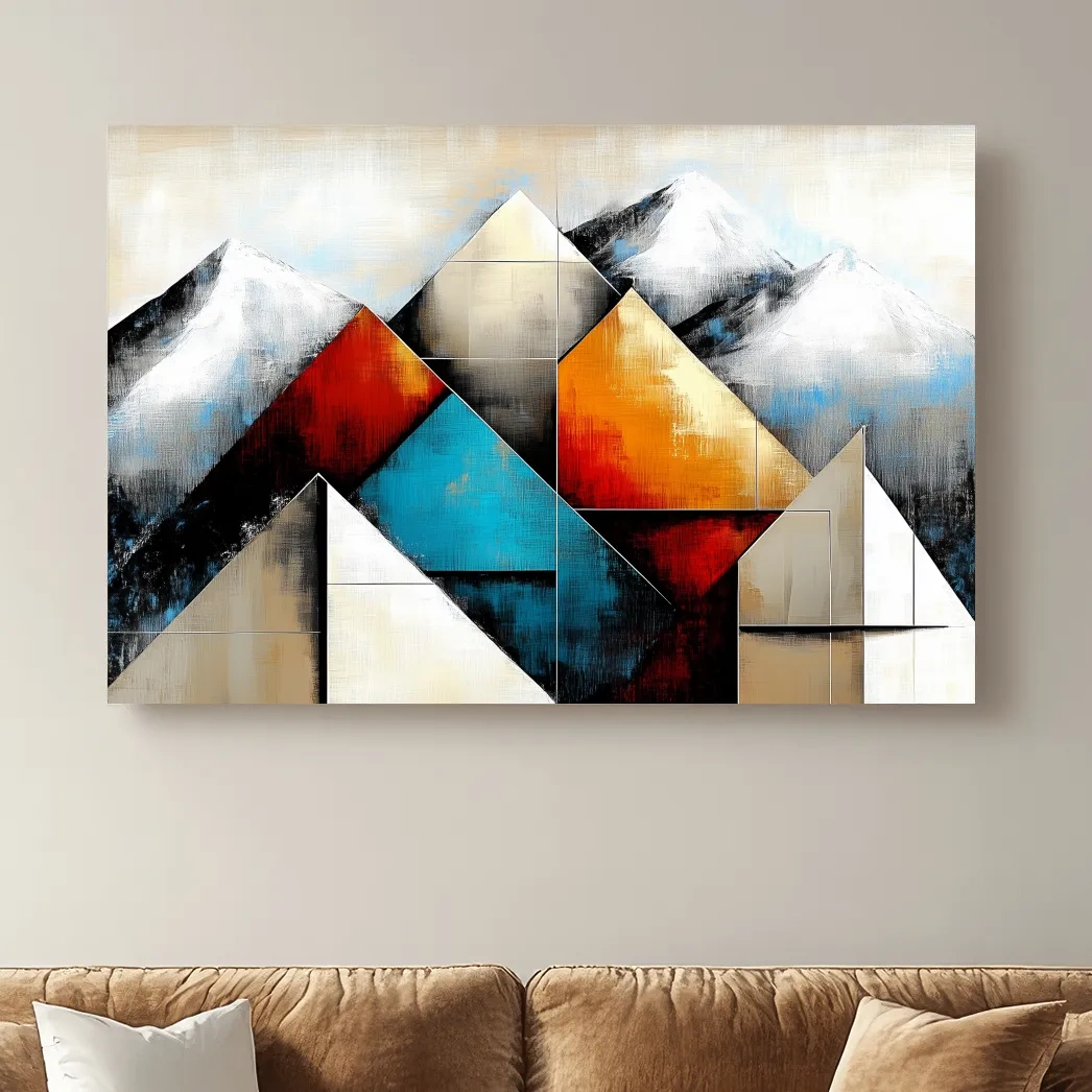 Geometric Abstract Mountain Glacier Painting - Modern Textured Style Wall Art