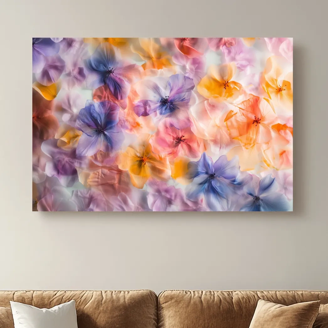 Colorful oshibana pressed flower artwork