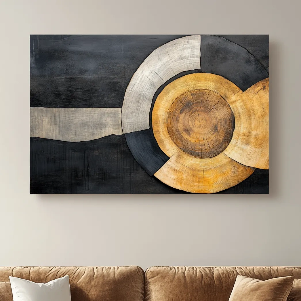 Textured Abstract Wood Grain Circles - Modern Rustic Geometric Wall Art