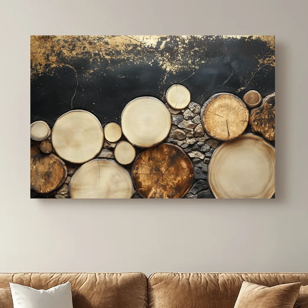 Rustic Wood & Stone Texture - Modern Farmhouse Wall Art