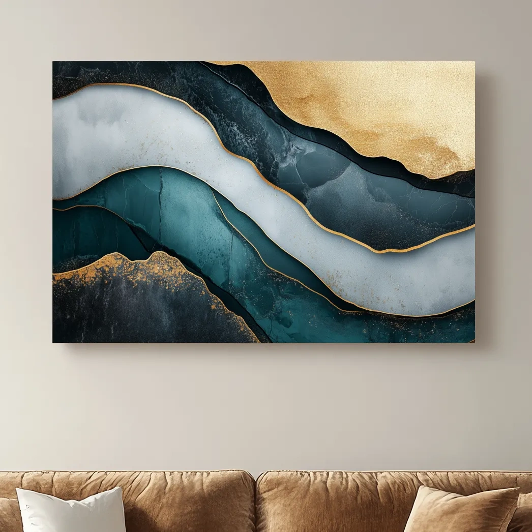 Elegant Gold Abstract Layers - Modern Marble Texture Wall Art