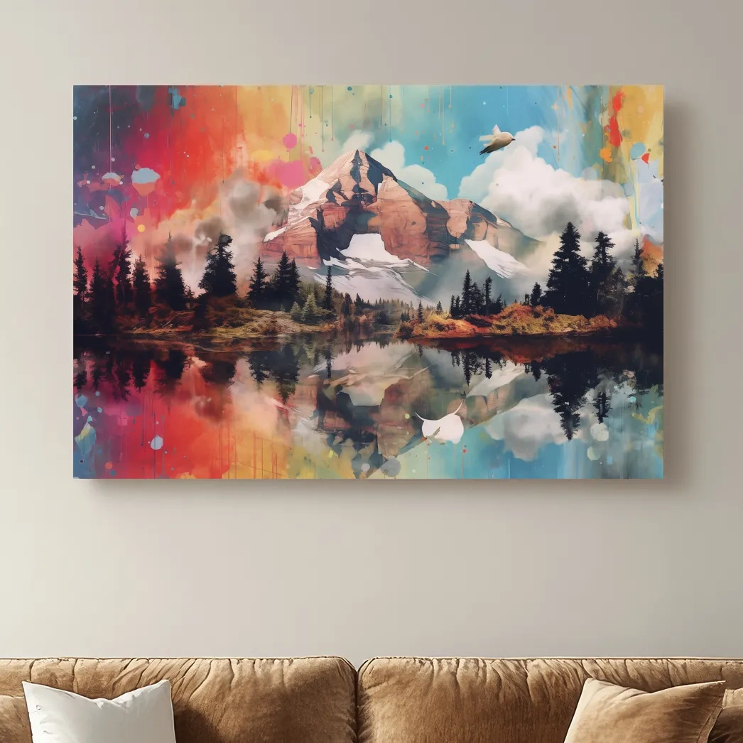 Colourful abstract mountain painting
