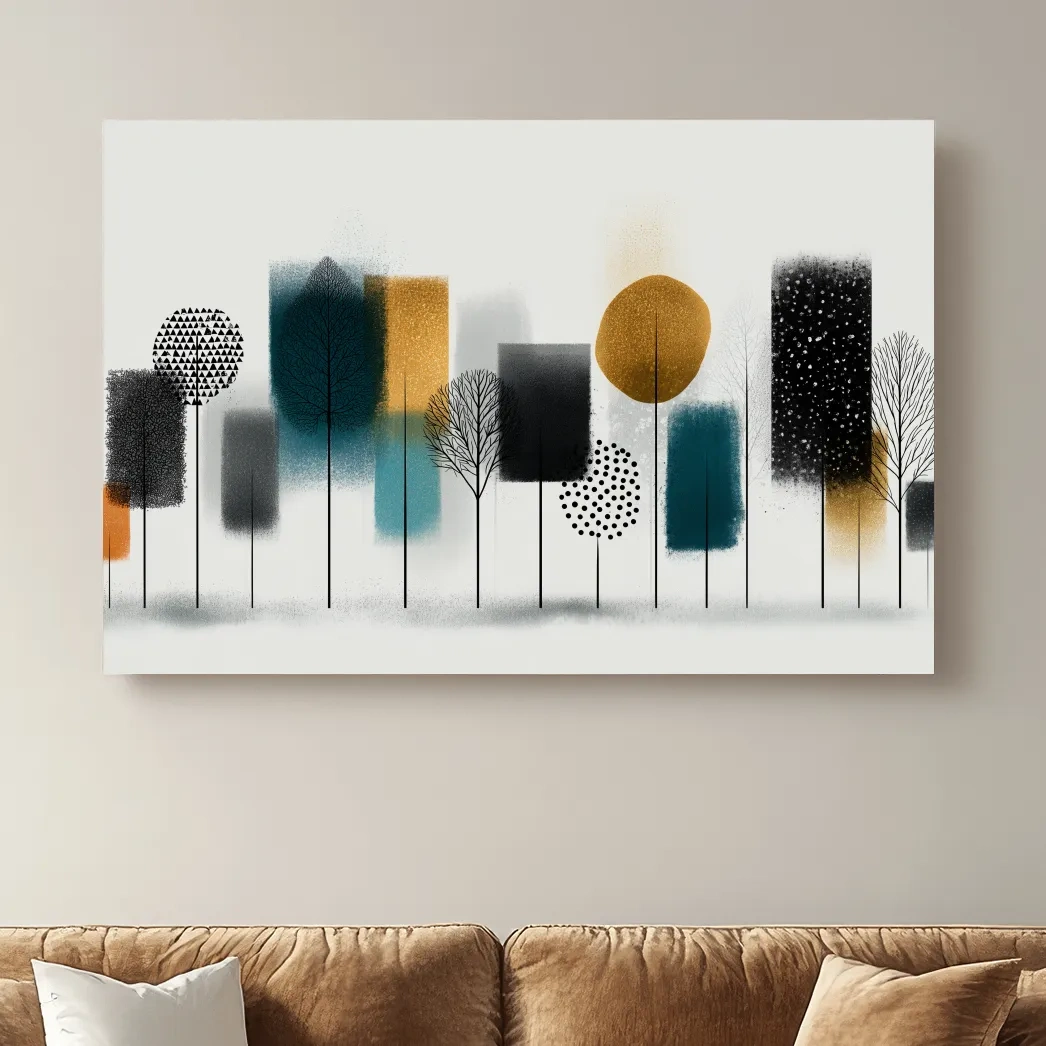 Abstract Minimalist Forest Grove Silhouettes - Modern Scandinavian Geometric Wall Art