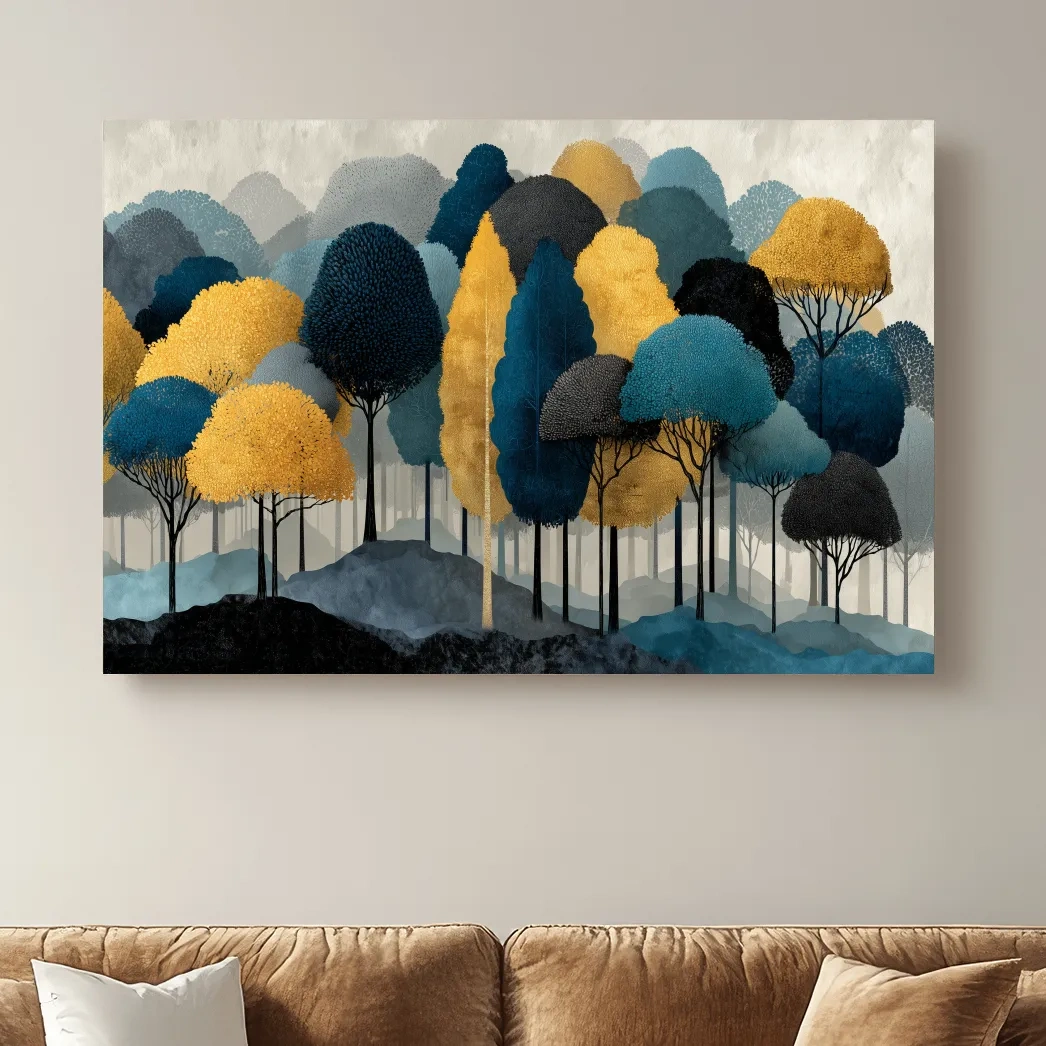 Abstract Woodland Forest Landscape - Contemporary Bohemian Wall Art