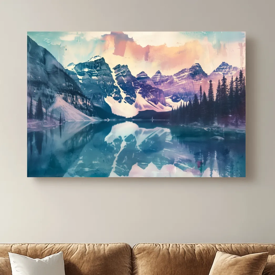 Valley of the Ten Peaks Watercolor Painting - Moraine Lake Banff Wall Art