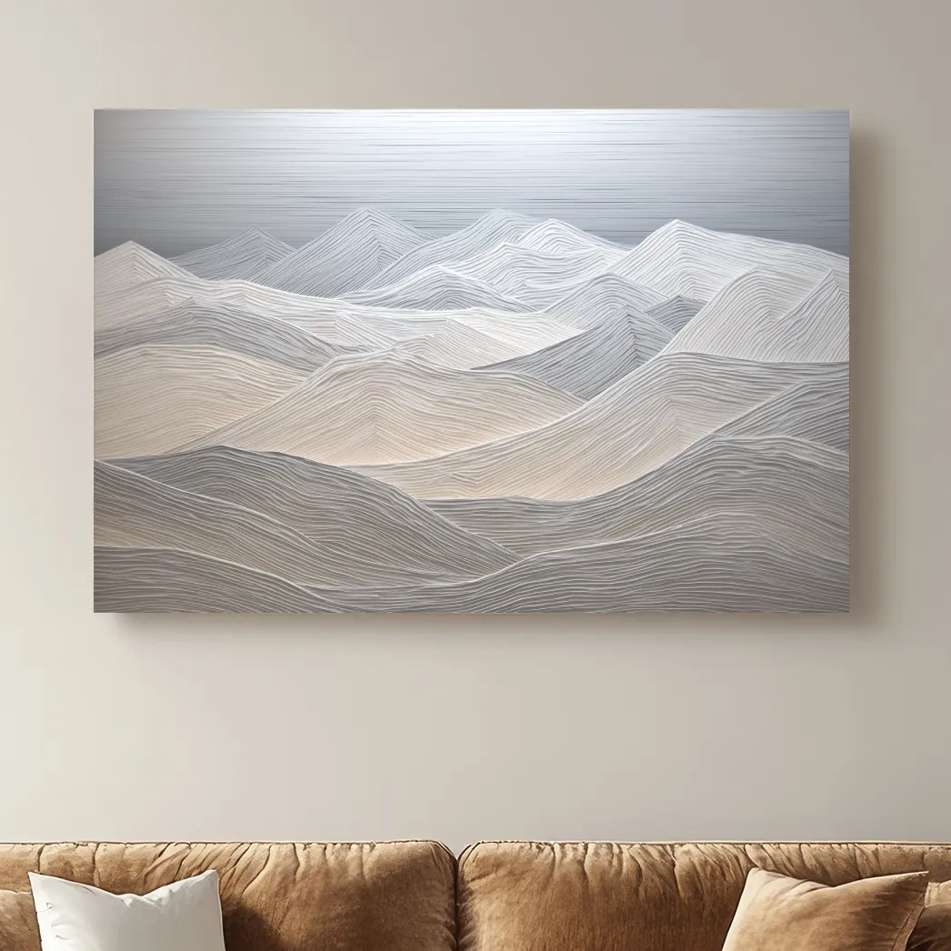 Minimalist Topographic Mountain Ridges - 3D Painting Effect Wall Art