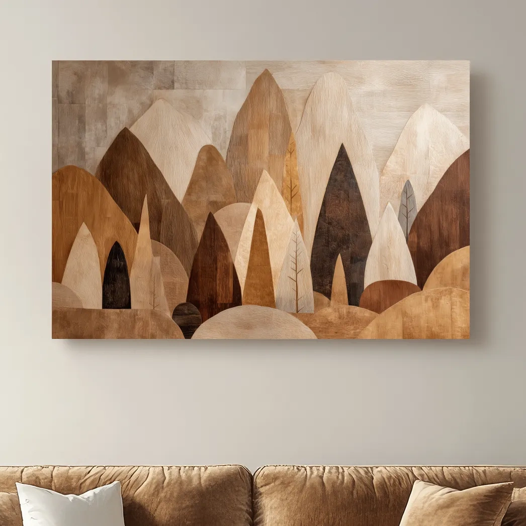 Earthy Abstract Boho Mountains - Modern Minimalist Forest Wall Art