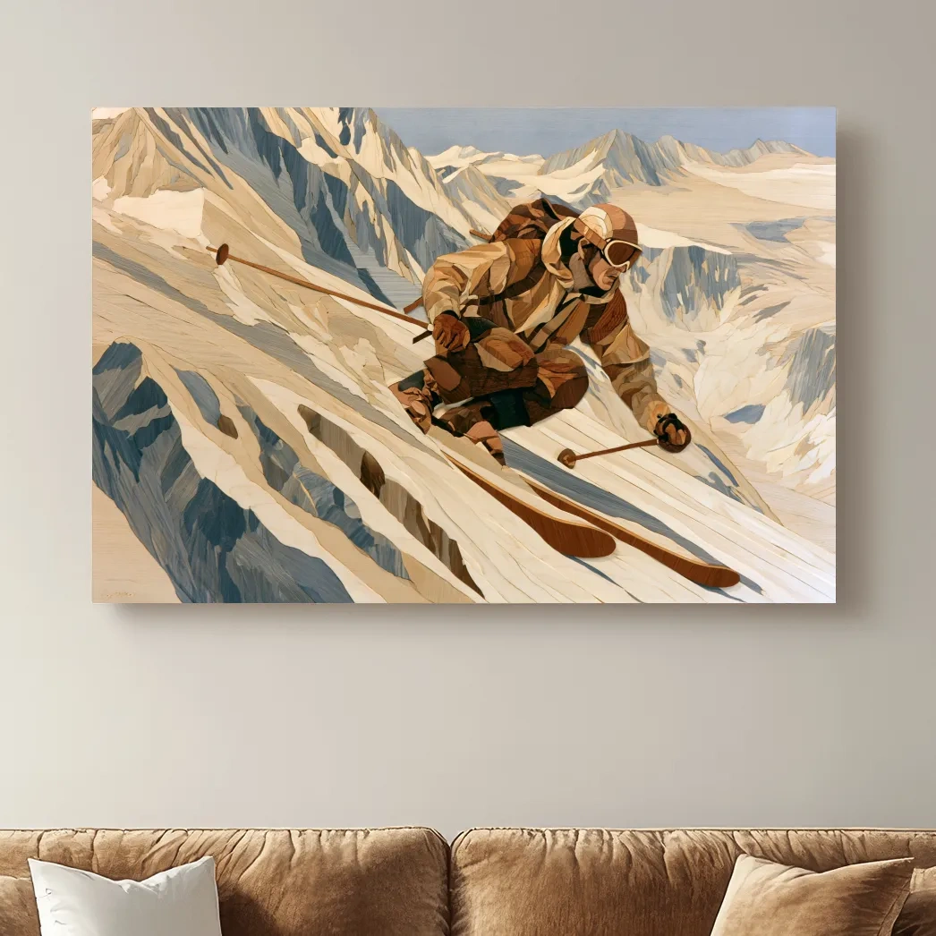 Dynamic Backcountry Skier Alpine Descent - Adventure Winter Sports Wall Art