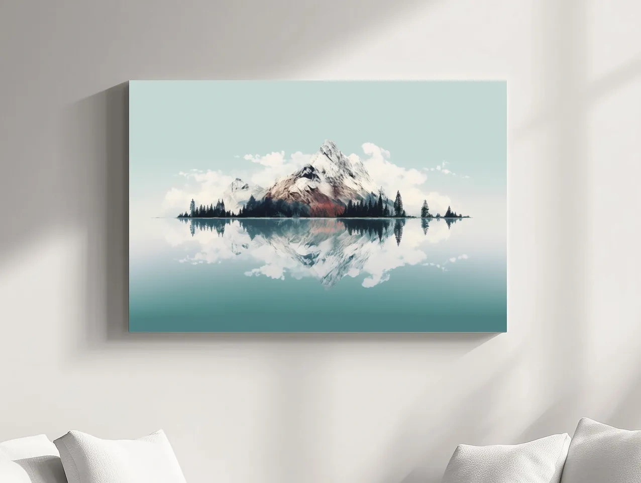 Minimalist Snowcapped Mountain Lake Reflection - Alpine Glacier Wall Art