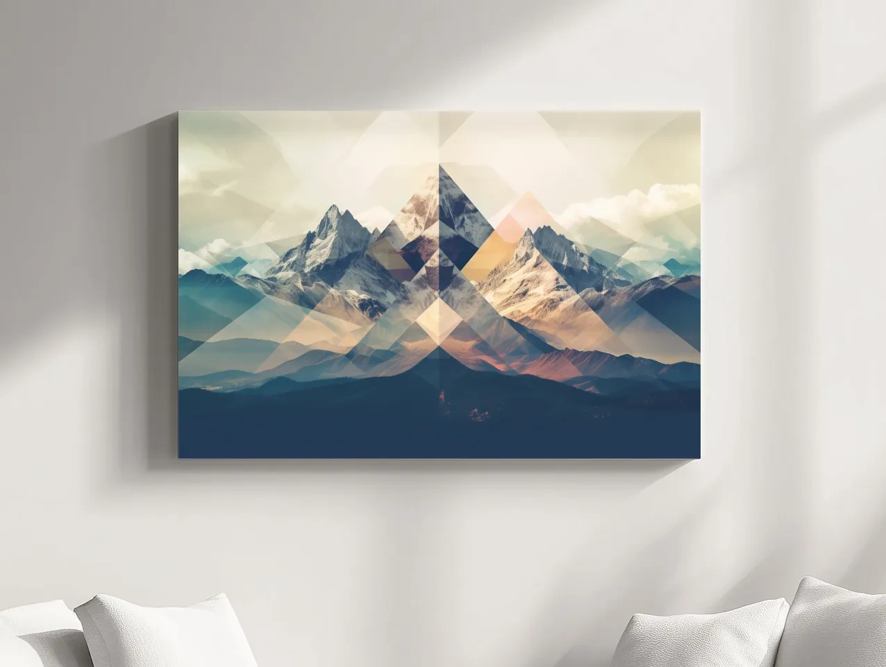 Geometric Abstract Alpine Mountain Peaks - Modern Polygon Landscape Wall Art