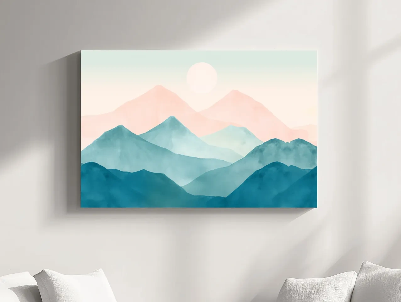 Soft pastel mountain landscape painting