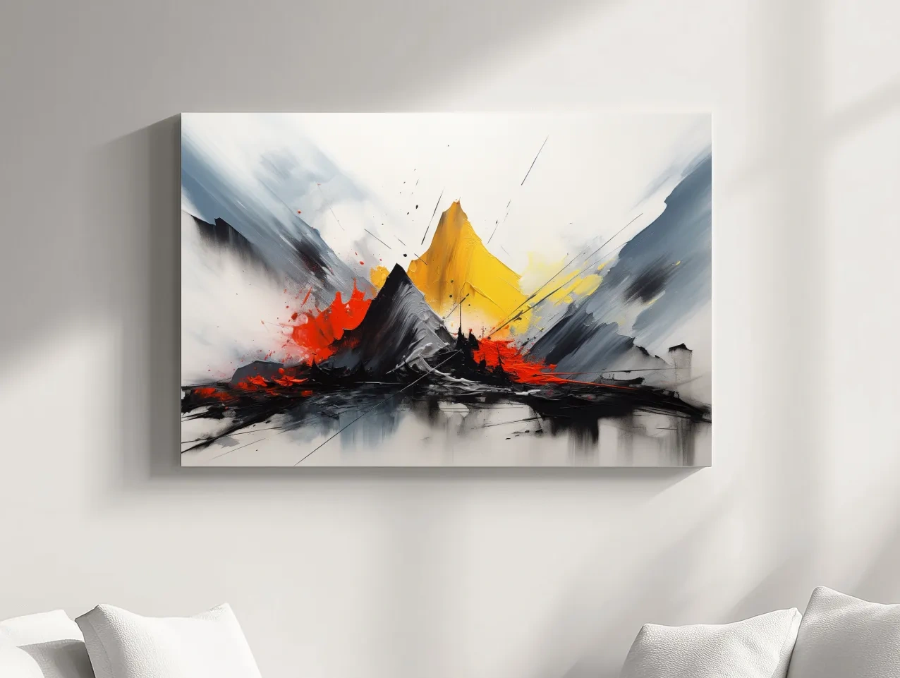 Abstract Mountain Peaks Painting - Modern Impasto Style Wall Art