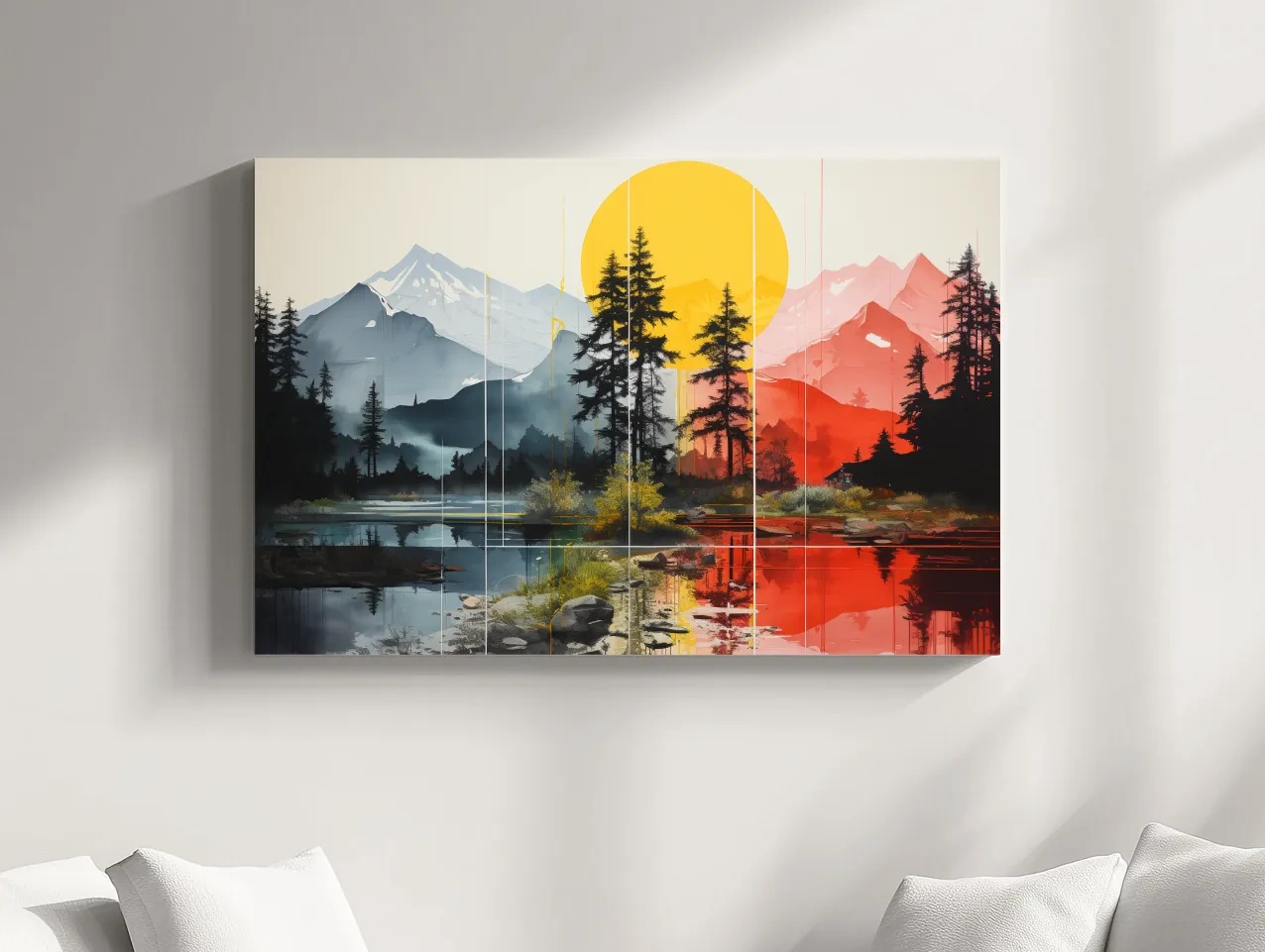 Abstract Alpine Lake Landscape - Mountain Sunset Wall Art