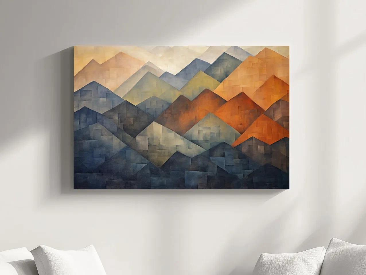 Geometric Abstract Mountain Range Artwork - Patchwork Landscape Wall Art