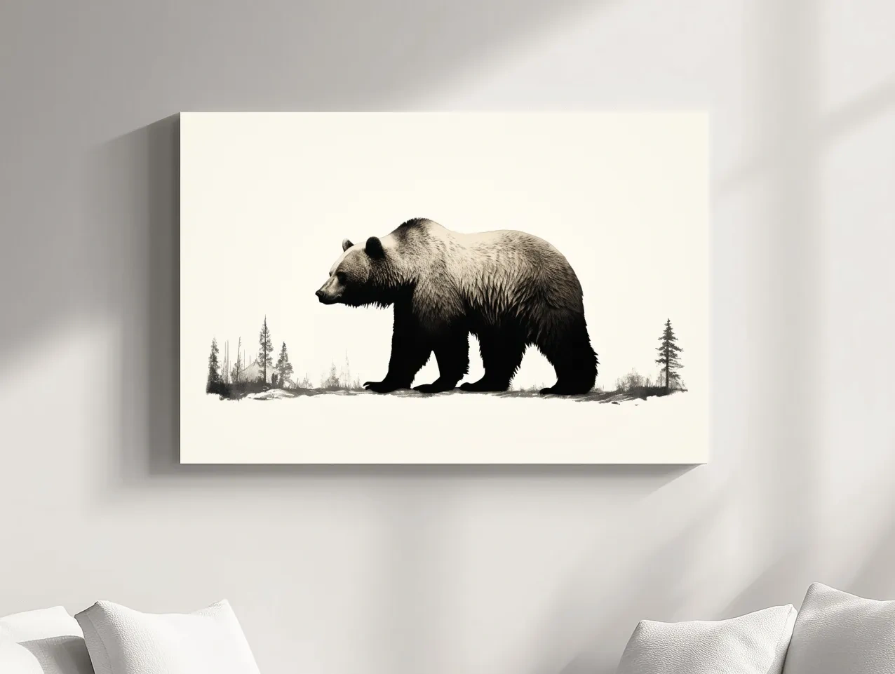 Minimalist Grizzly Bear Silhouette - Black And White Wildlife Wall Art