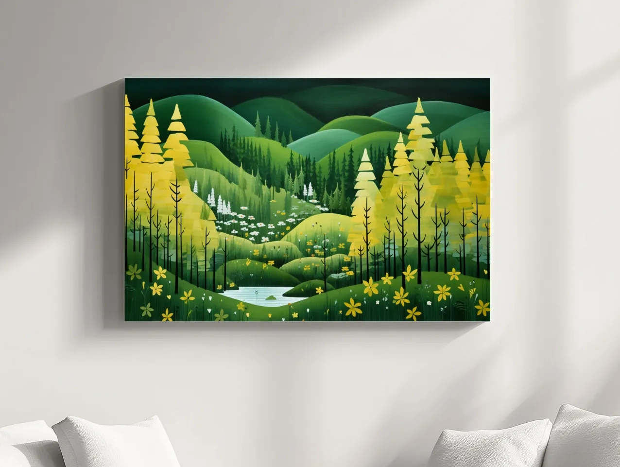 Whimsical Autumn Mountain Valley - Wildflower Forest Wall Art
