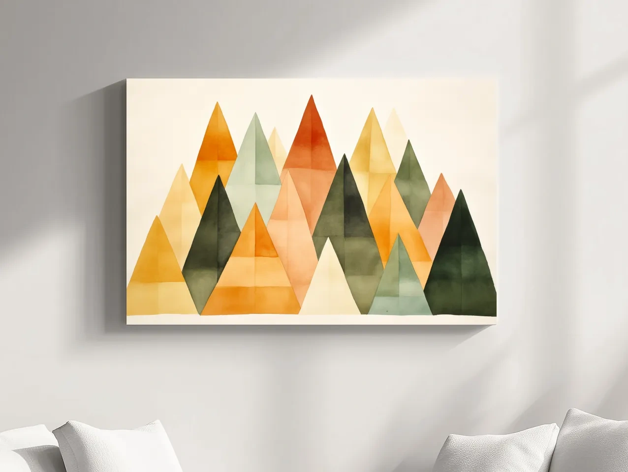 Geometric Watercolor Mountains - Modern Scandi Minimalist Wall Art