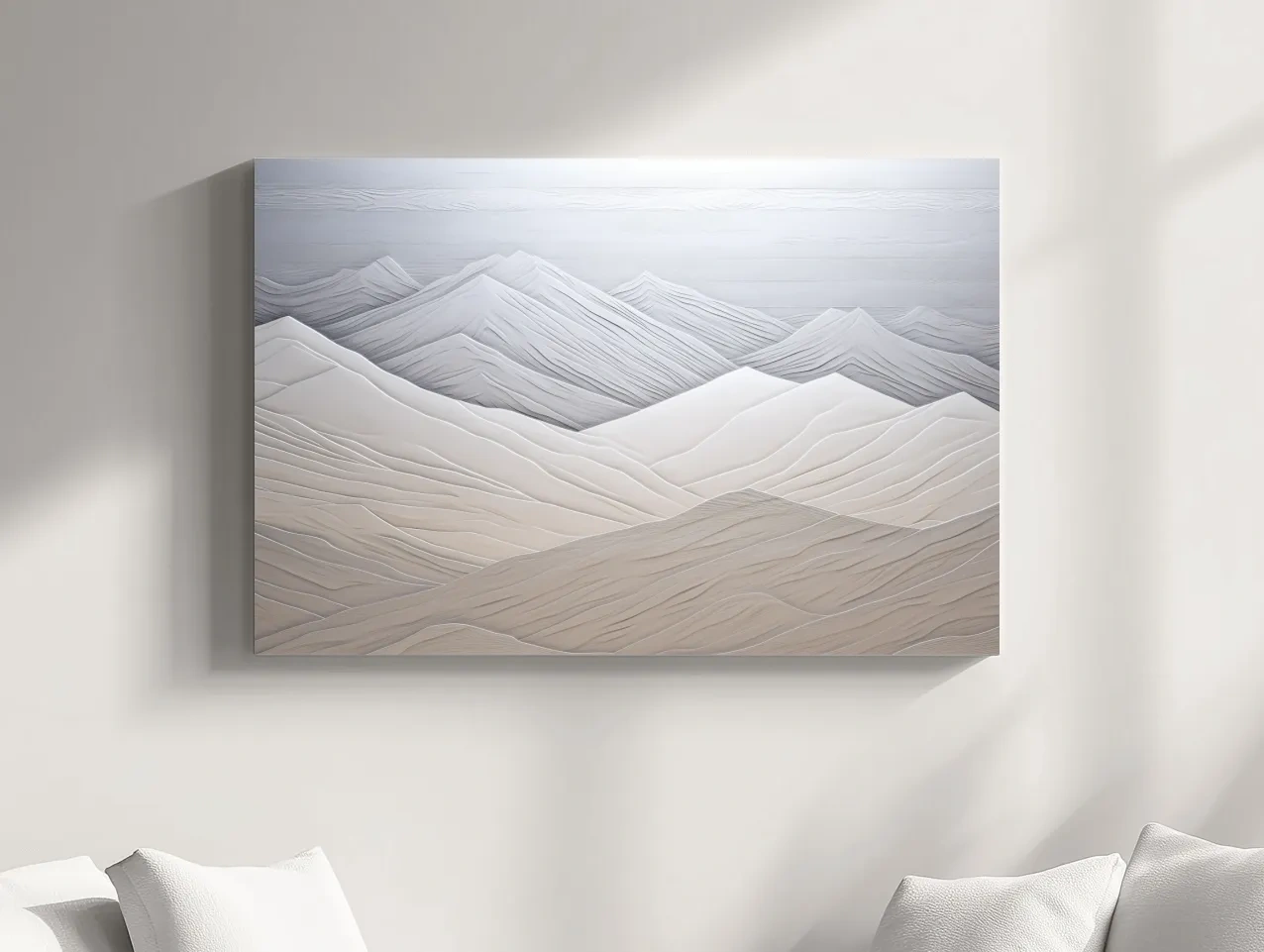 Minimalist Layered Mountain Relief Landscape - Monochrome Wall Art
