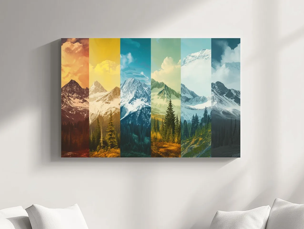 Colorful Mountain Peaks Collage - Modern Alpine Glacier Wall Art