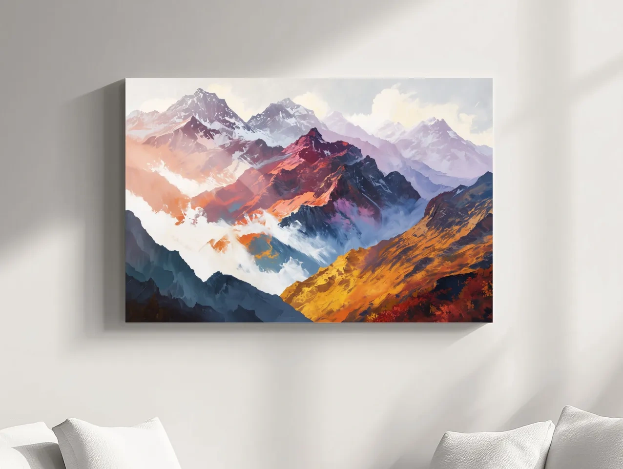 Vibrant Abstract Alpine Mountain Peaks - Colorful Impressionist Painting Wall Art