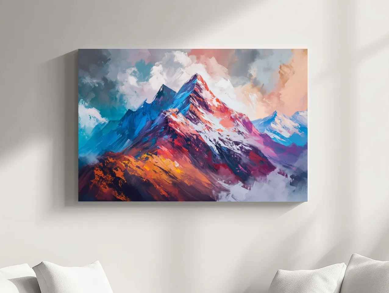 Vibrant Abstract Alpine Mountain Peaks - Colorful Landscape Wall Art