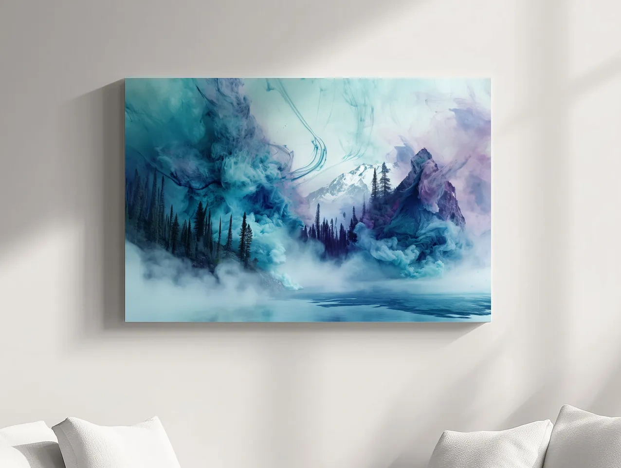 Ethereal Misty Alpine Forest & Mountains - Surreal Abstract Landscape Wall Art