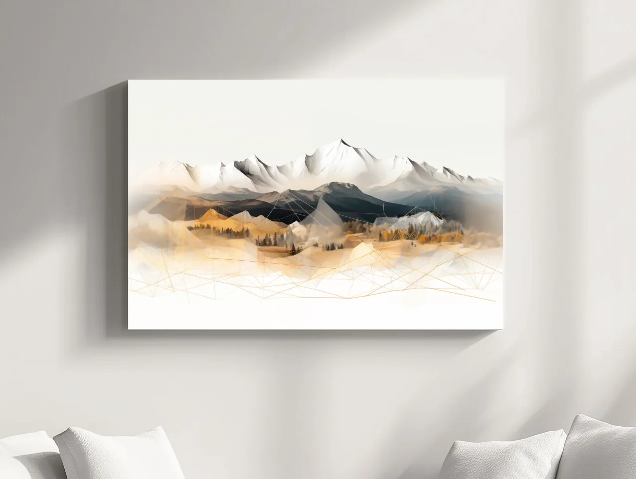 Geometric Mountain Range Forest Landscape - Modern Abstract Wall Art