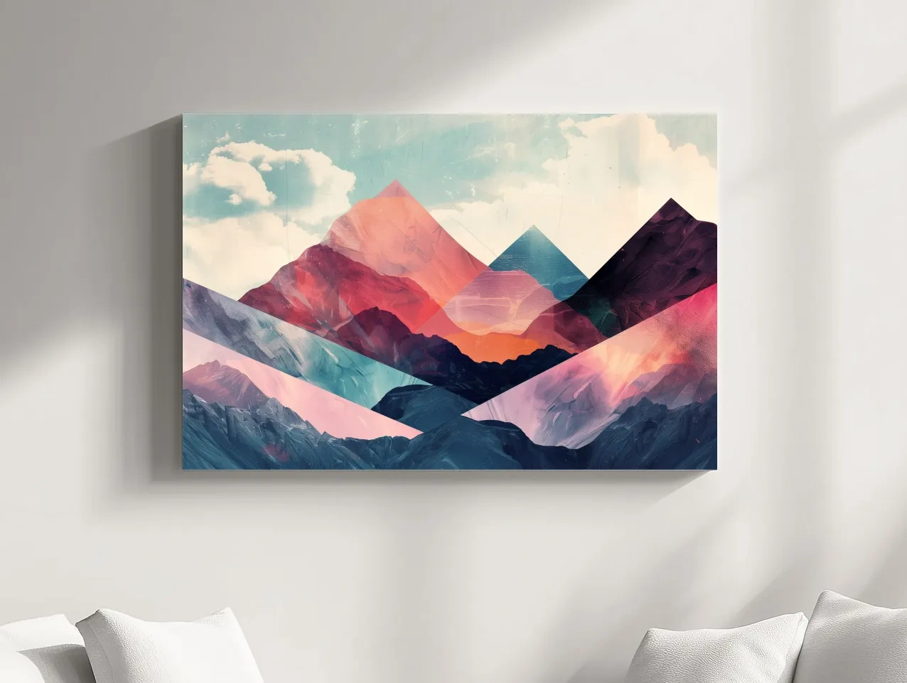 Vibrant Geometric Mountain Peaks - Modern Abstract Collage Wall Art