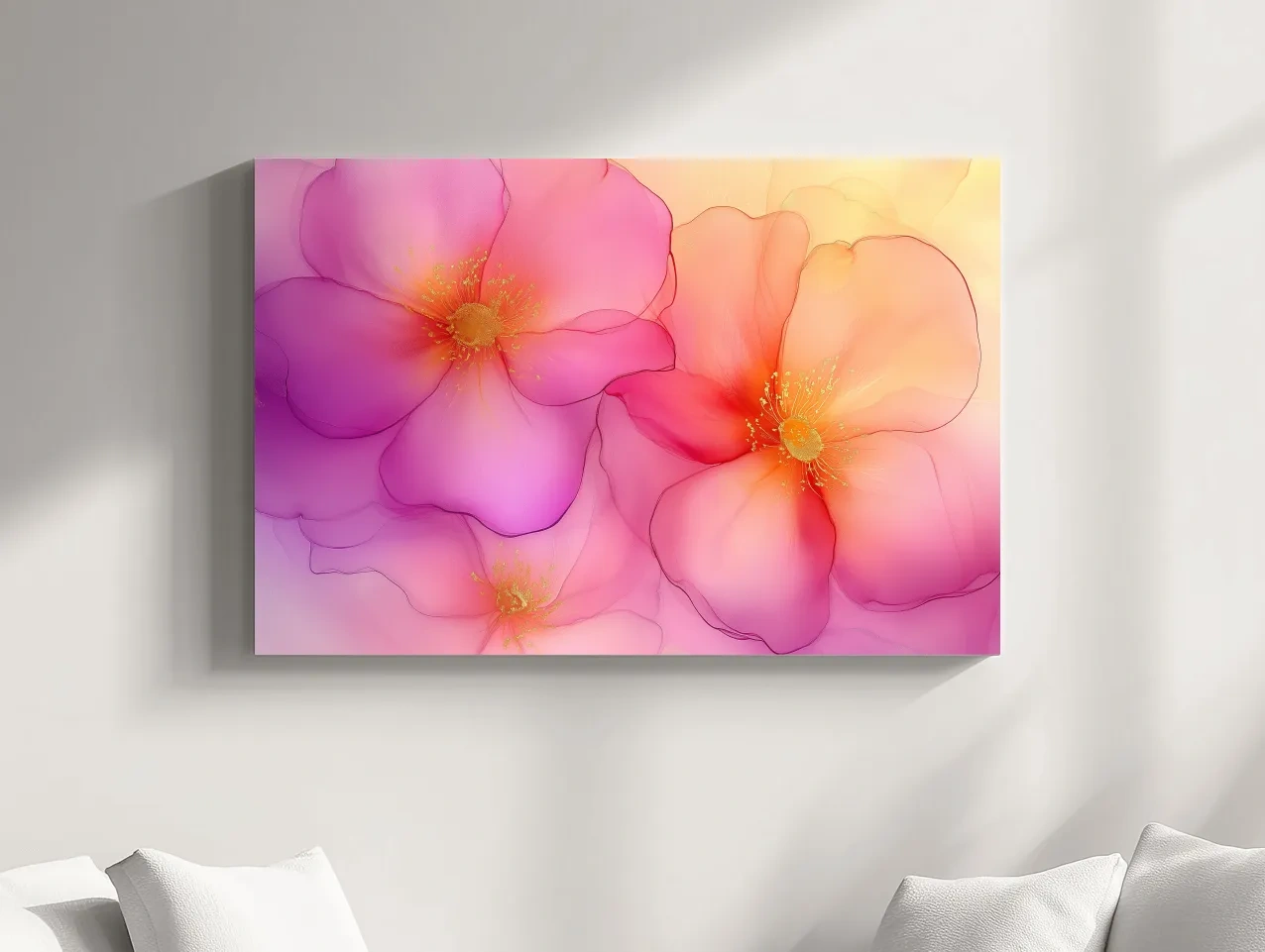 Vibrant Pink Blossom Watercolor Illustration - Modern Floral Wall Art