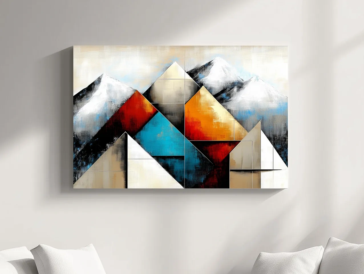 Geometric Abstract Mountain Glacier Painting - Modern Textured Style Wall Art