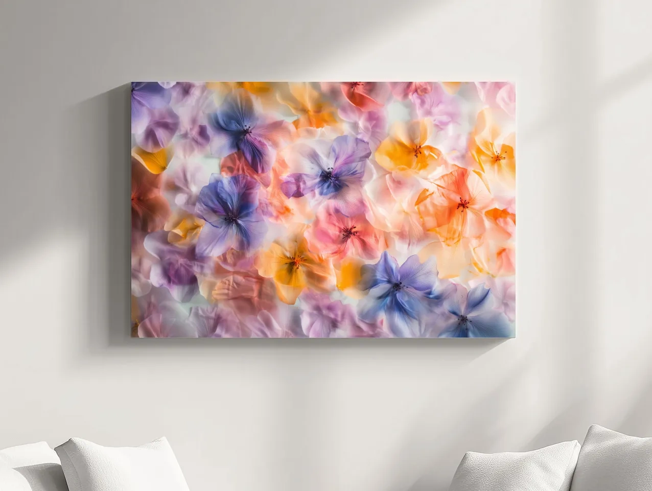 Oshibana Pastel Floral Petal Collage - Soft Botanical Wall Art