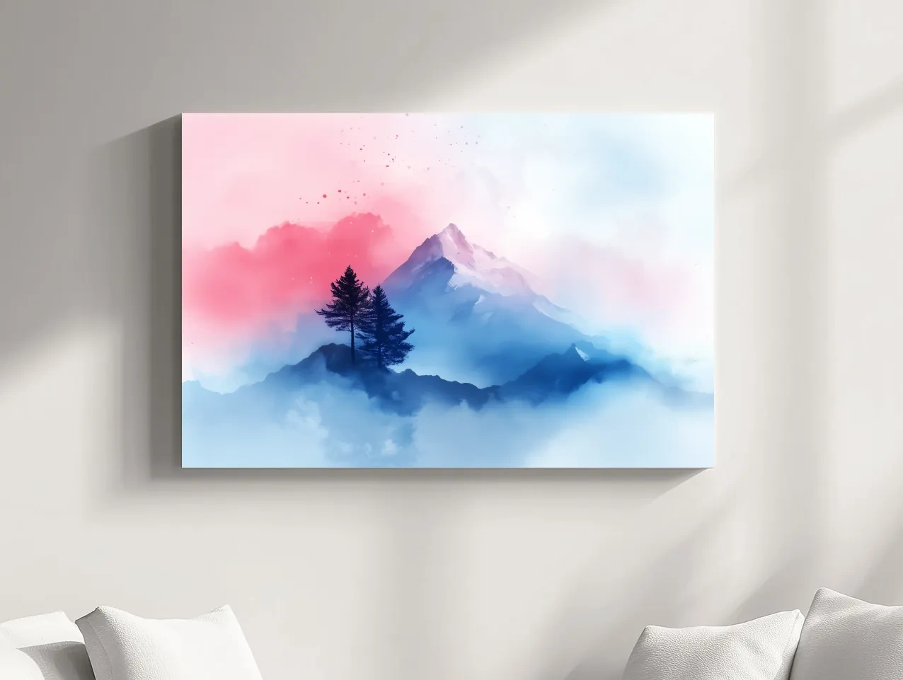 Pastel Watercolor Glacier Peak In The Clouds - Dreamy Alpine Wall Art