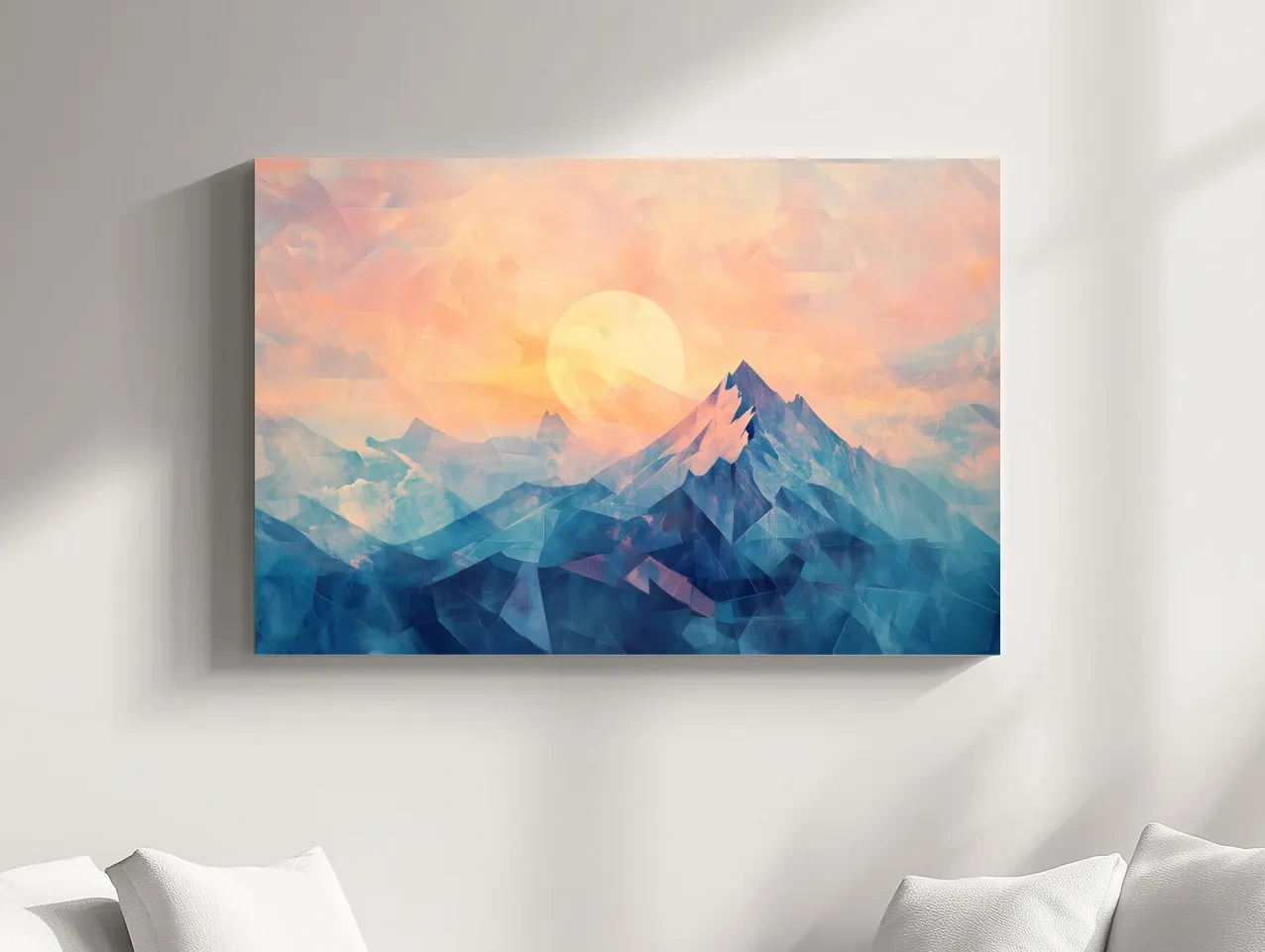 Sunset Mountain Peaks Mosaic In Pastel Hues - Modern Abstract Wall Art