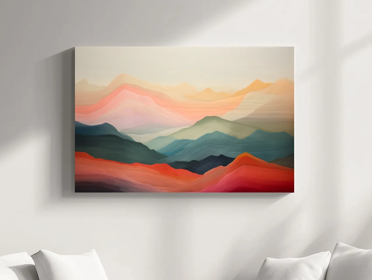 Dreamy Abstract Mountain Ranges In Warm Sunset Tones - Modern Landscape Wall Art