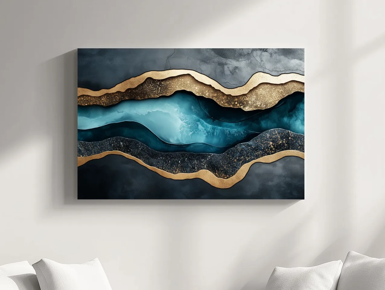 Modern abstract wall art, elegant 3D layered textured artwork representing natural elements