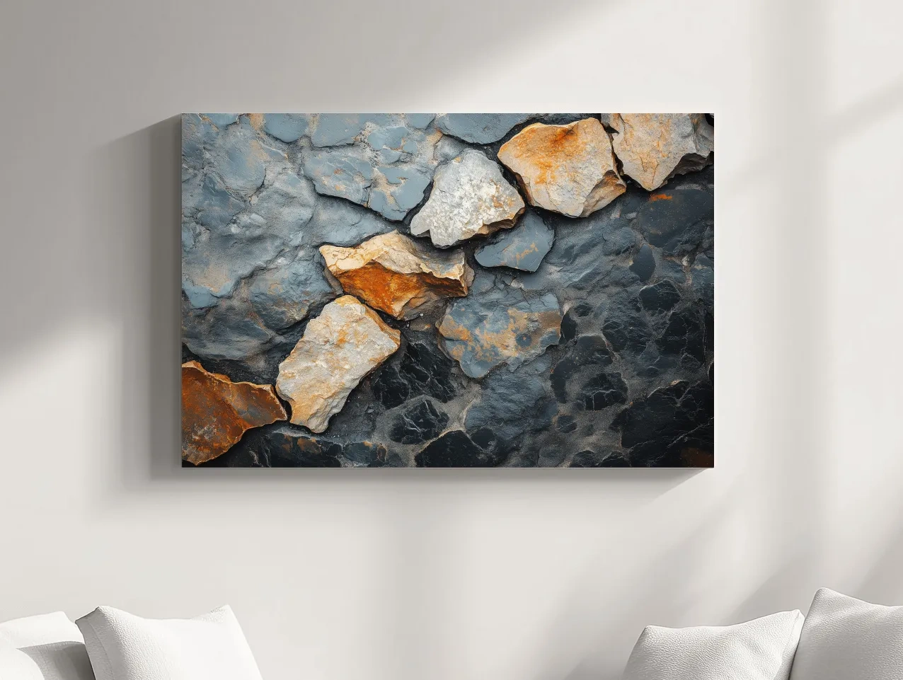 Modern rustic cracked stone and rock face texture artwork, natural elements wall art