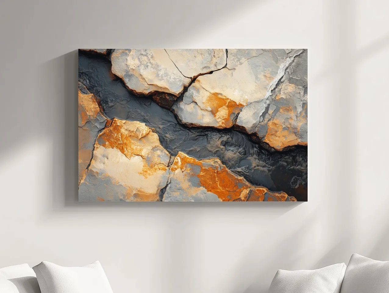 Rust And Slate Cracked Stone Texture - Rustic Geology Wall Art