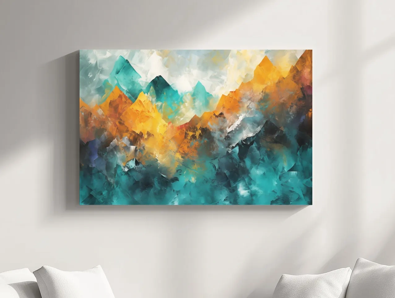 Vibrant Abstract Mountain Painting - Colorful Landscape Wall Art