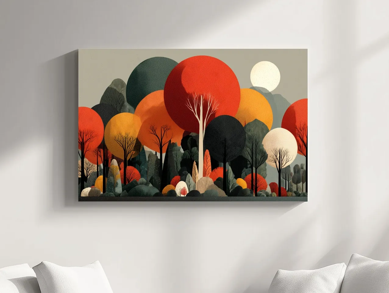 Abstract Autumn Forest Trees Canvas Art - Modern Scandinavian Wall Art