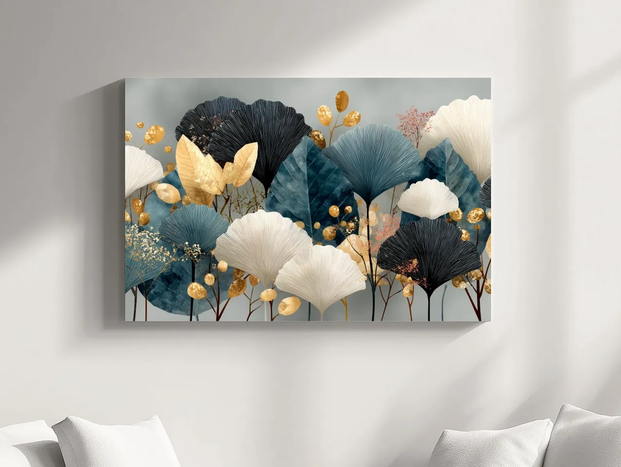 Luxe Ginkgo Leaves Botanical Illustration - Modern Japandi Wall Art