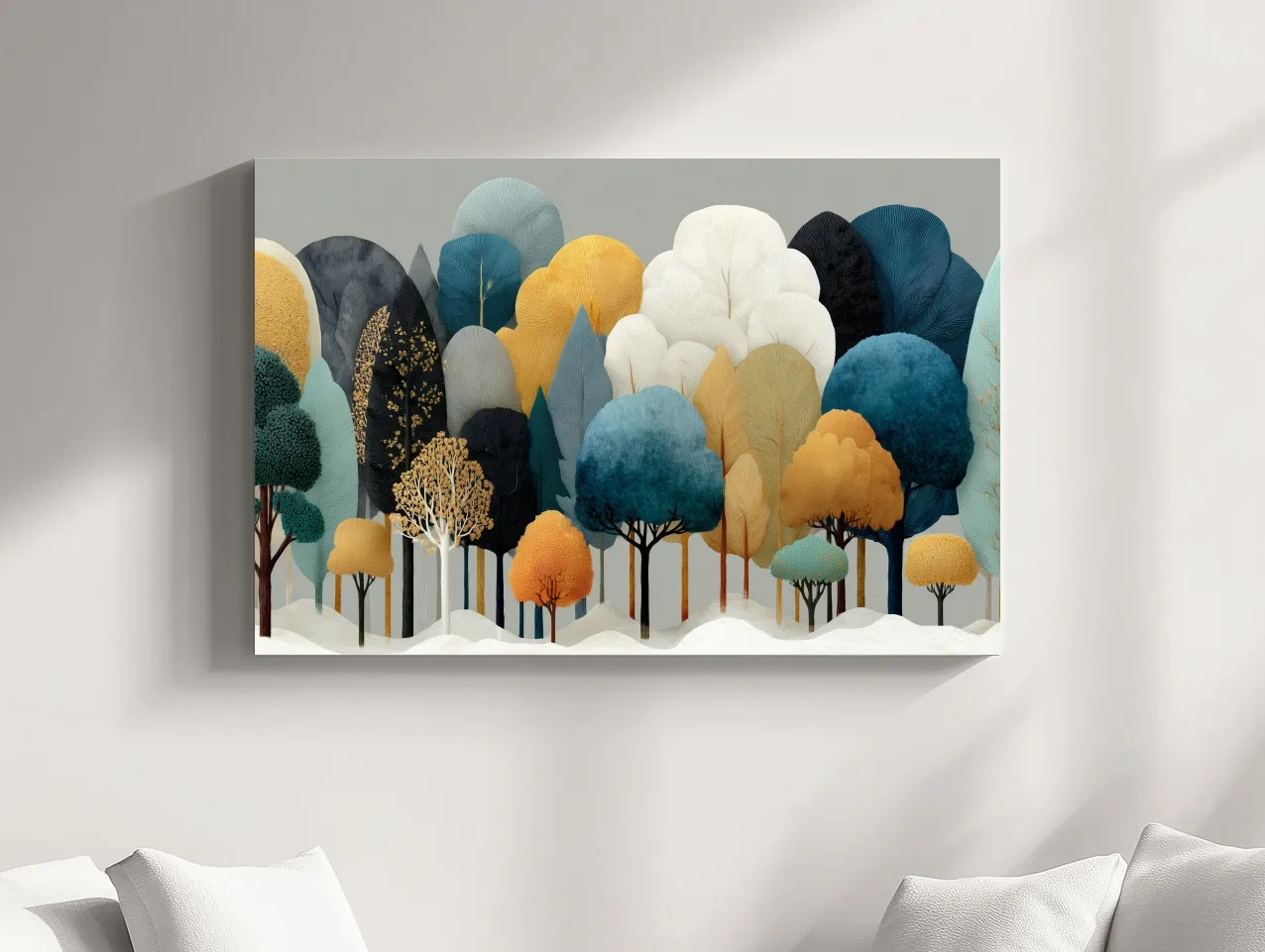 Scandinavian Winter Forest Trees Illustration - Modern Boho Nature Wall Art