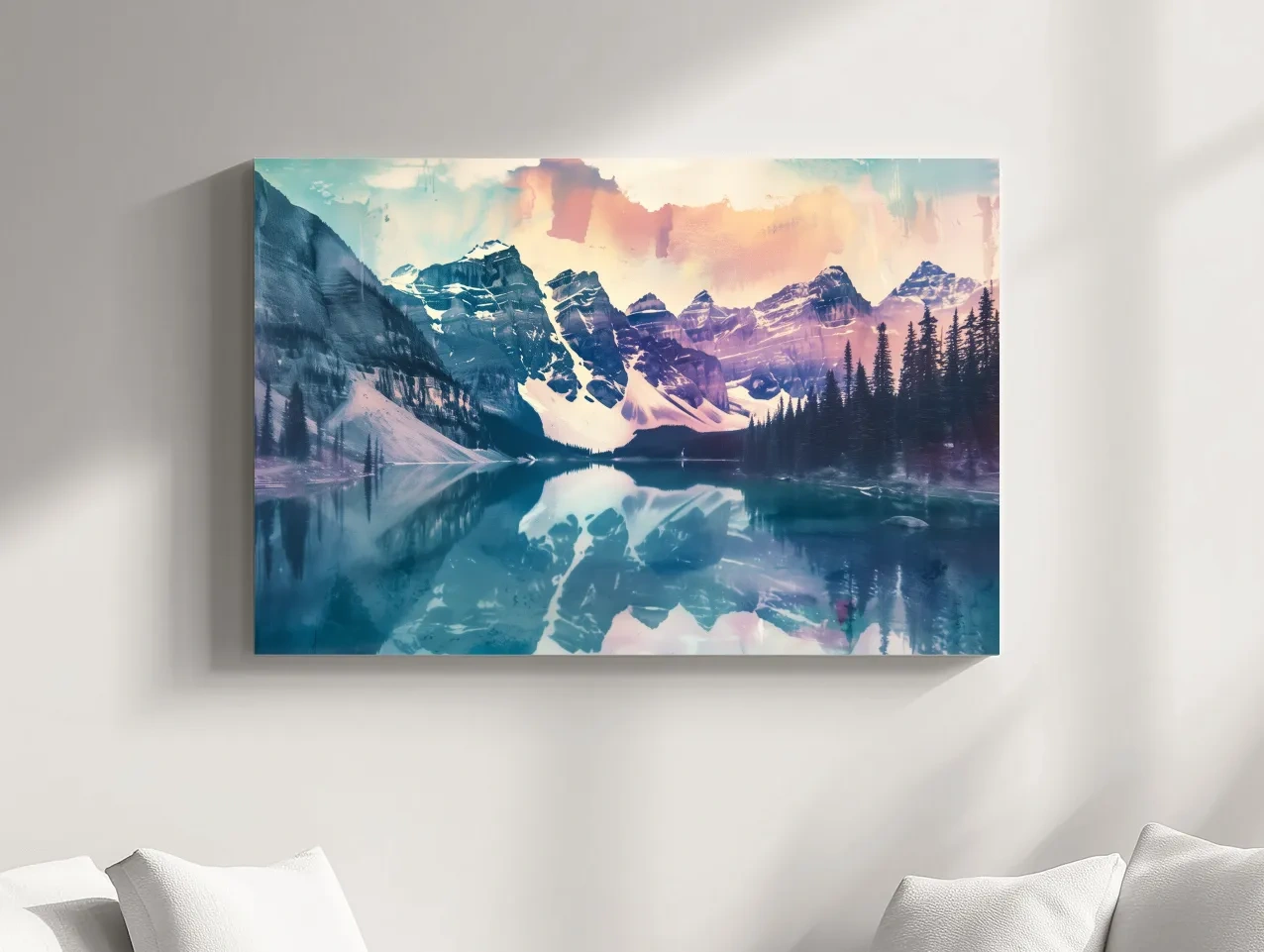 Valley of the Ten Peaks Watercolor Painting - Moraine Lake Banff Wall Art