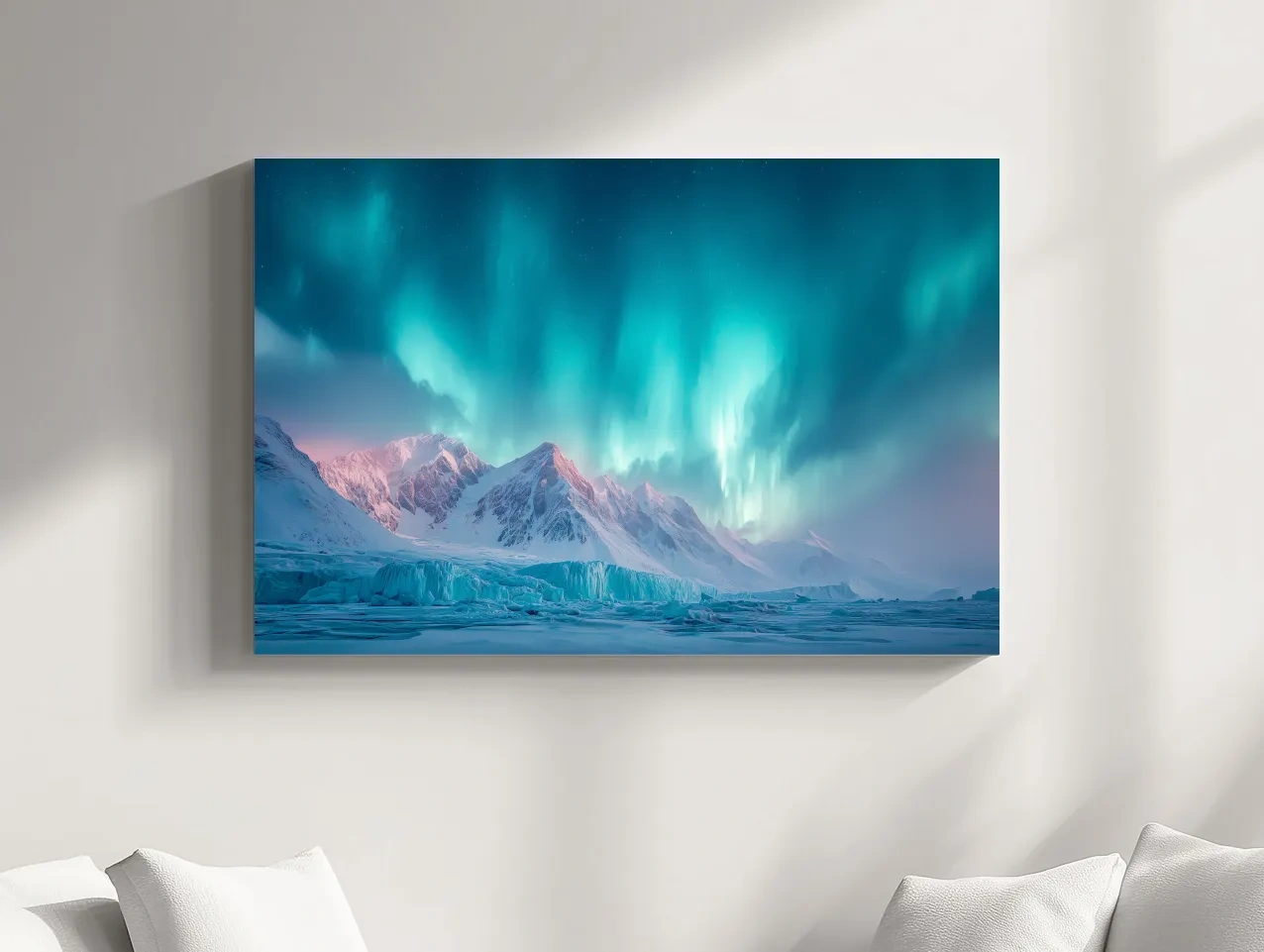 Aurora Borealis Over Icy Arctic Mountains - Northern Lights Wall Art