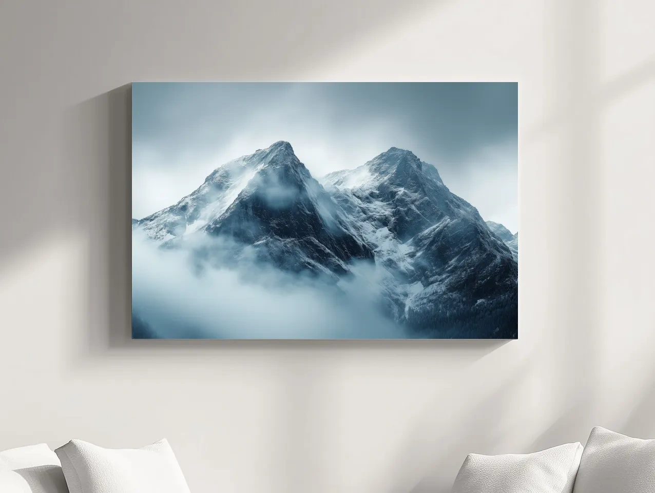 Moody Snowcapped Mountain Peaks - Atmospheric Alpine Photographic Wall Art