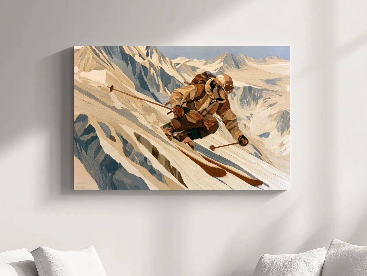 Dynamic Backcountry Skier Alpine Descent - Adventure Winter Sports Wall Art