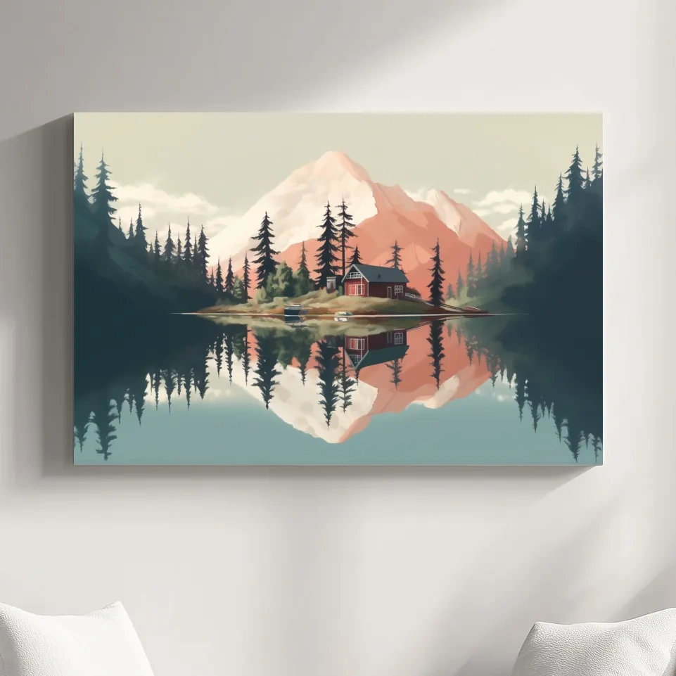Minimal art of a cabin in the alpine