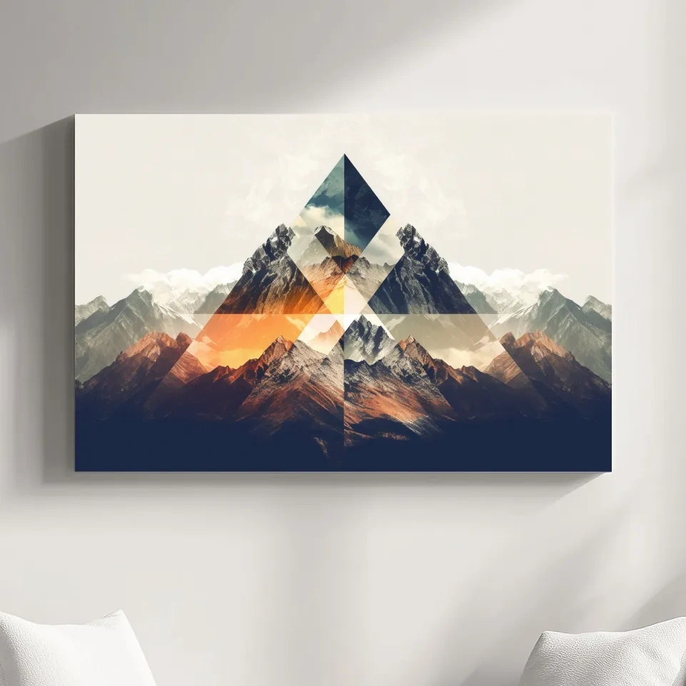Abstract and geometric textured mountain art