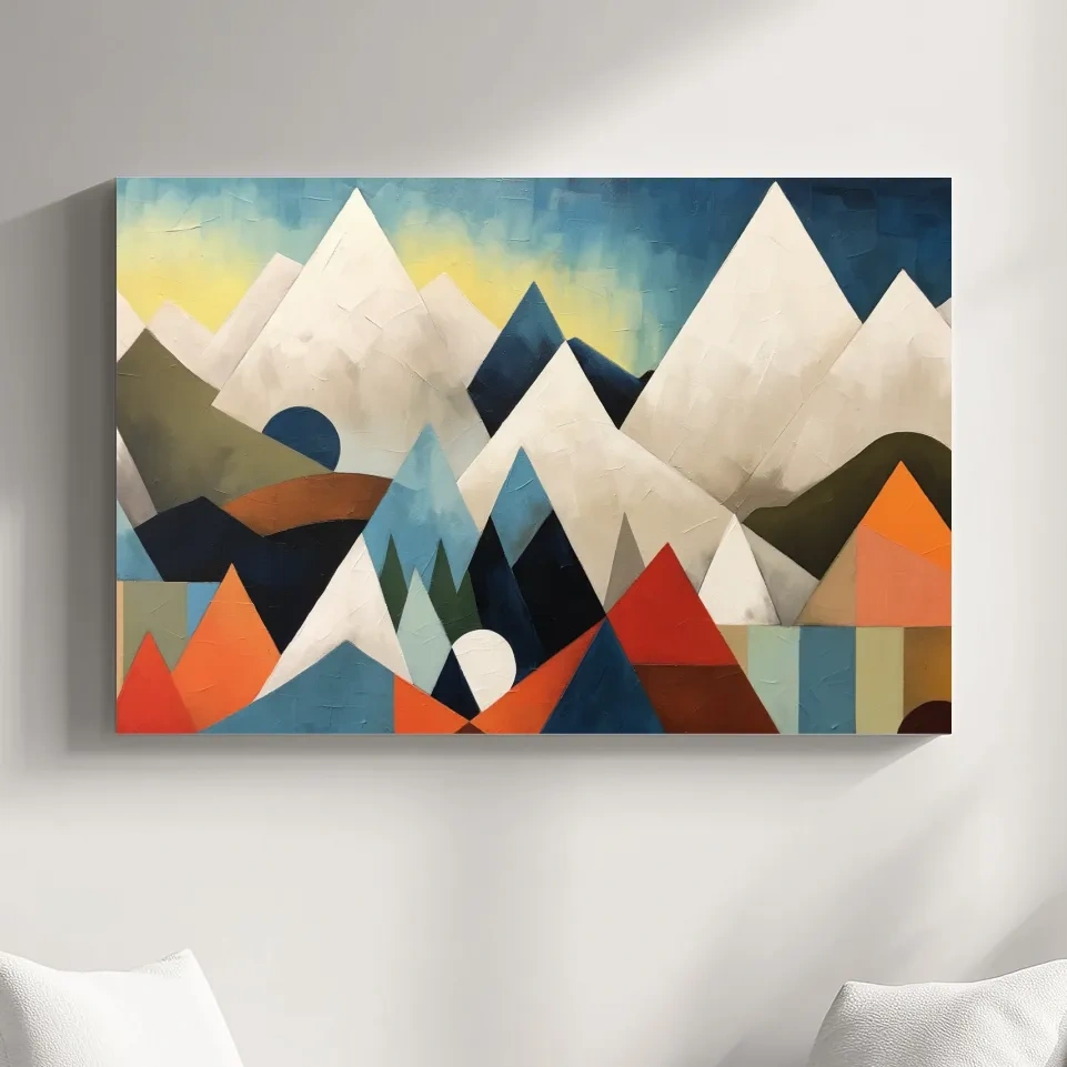 Abstract suprematism mountain painting