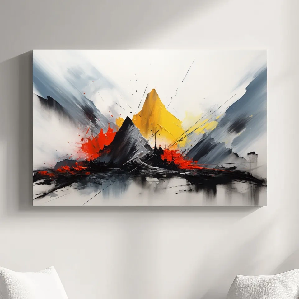 Simple smeared paint abstract artwork representing mountains