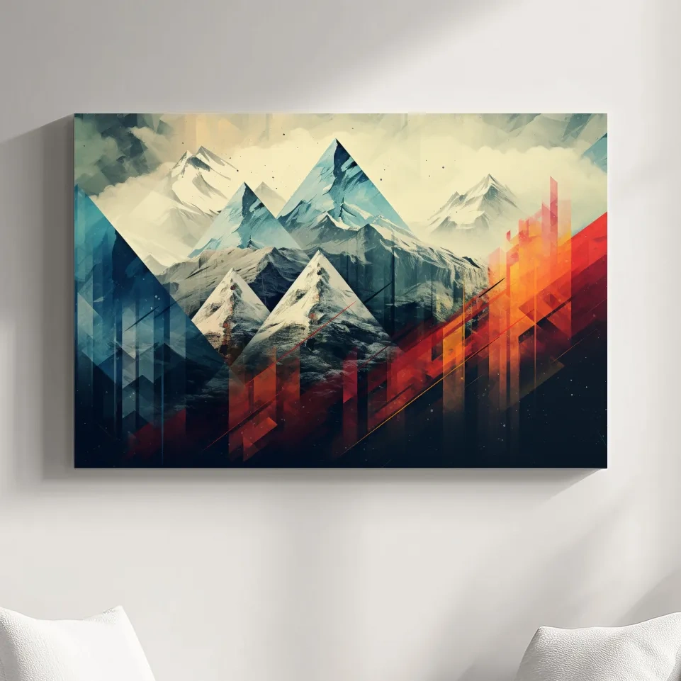 Geometric Abstract Alpine Mountains - Modern Colorful Wall Art